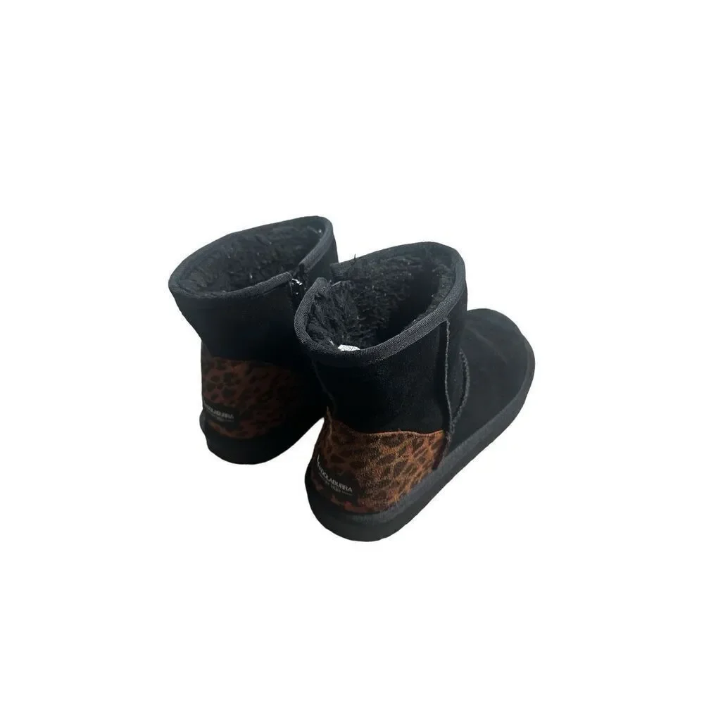 Koolaburra By UGG Koola Mini II Boots Black/Cheetah Print Zip Up Women's 4 Cozy